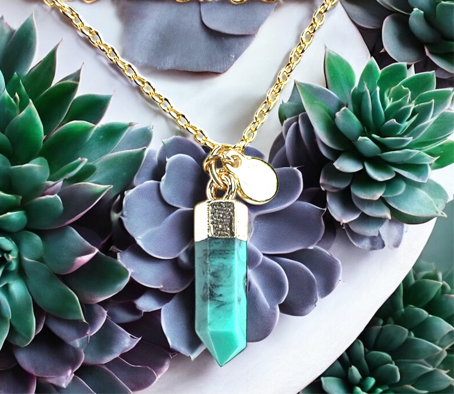 Turquoise Prism-Gold Neclace