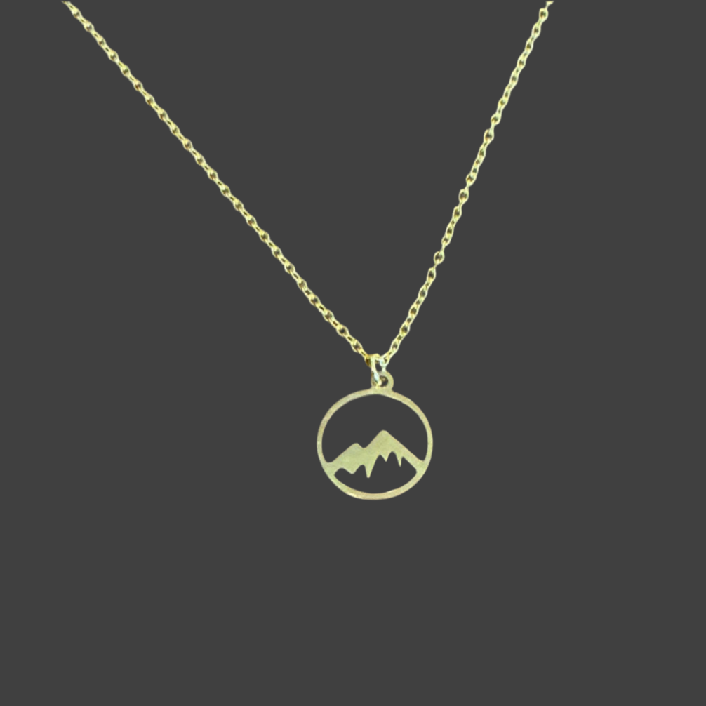 Mountain Peak Charm Necklace- Gold