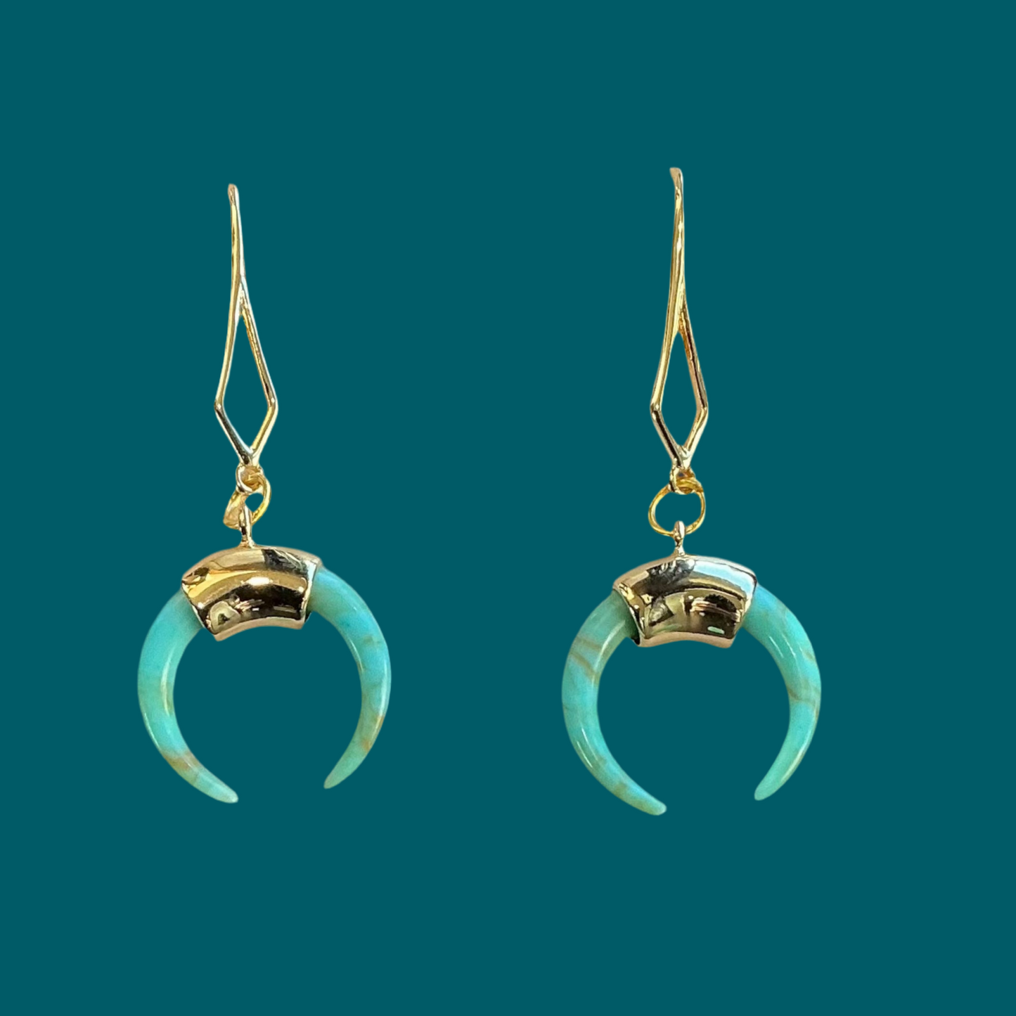 Turquoise Crescent Gemstone-Gold