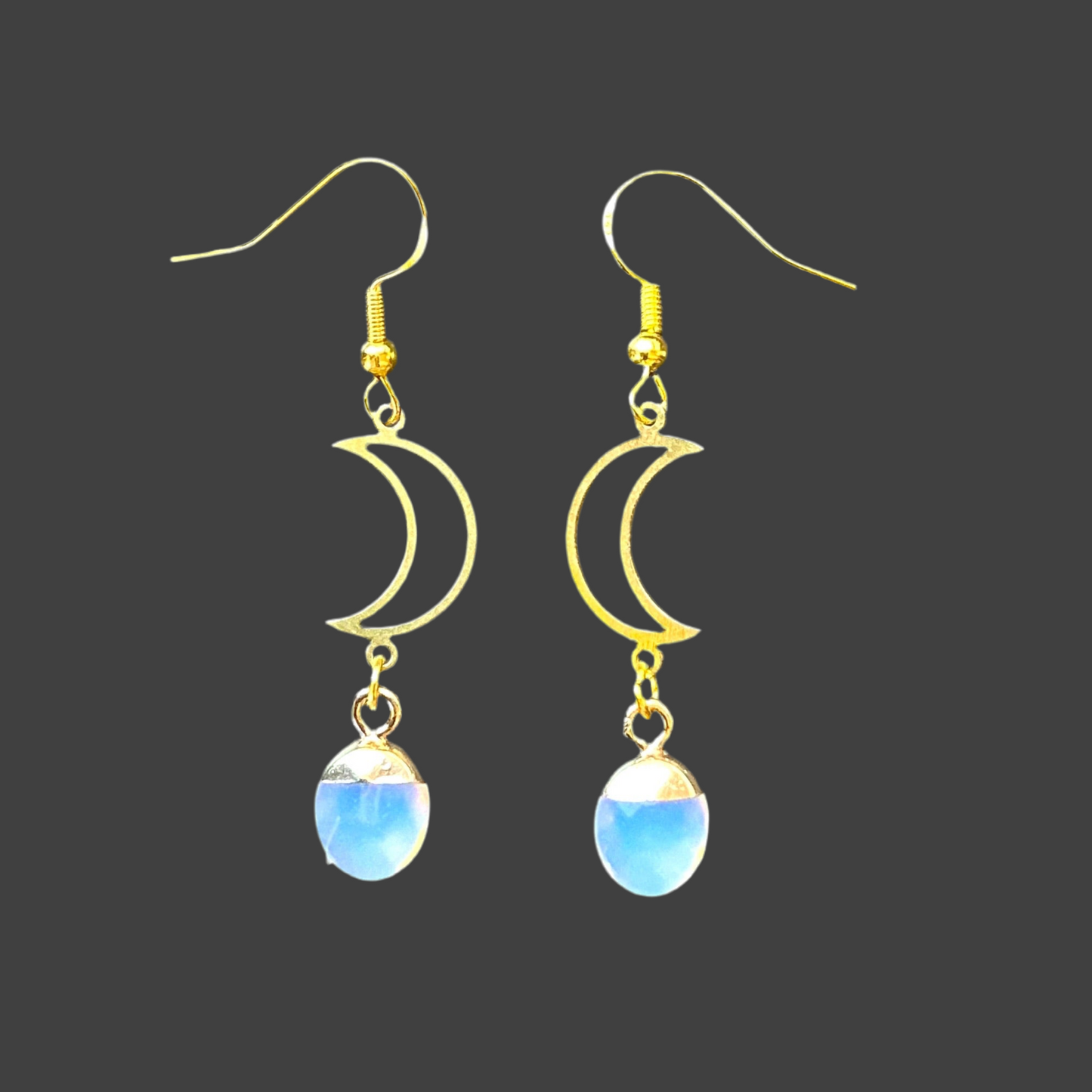 Moon Charm Opal Dangle -Gold