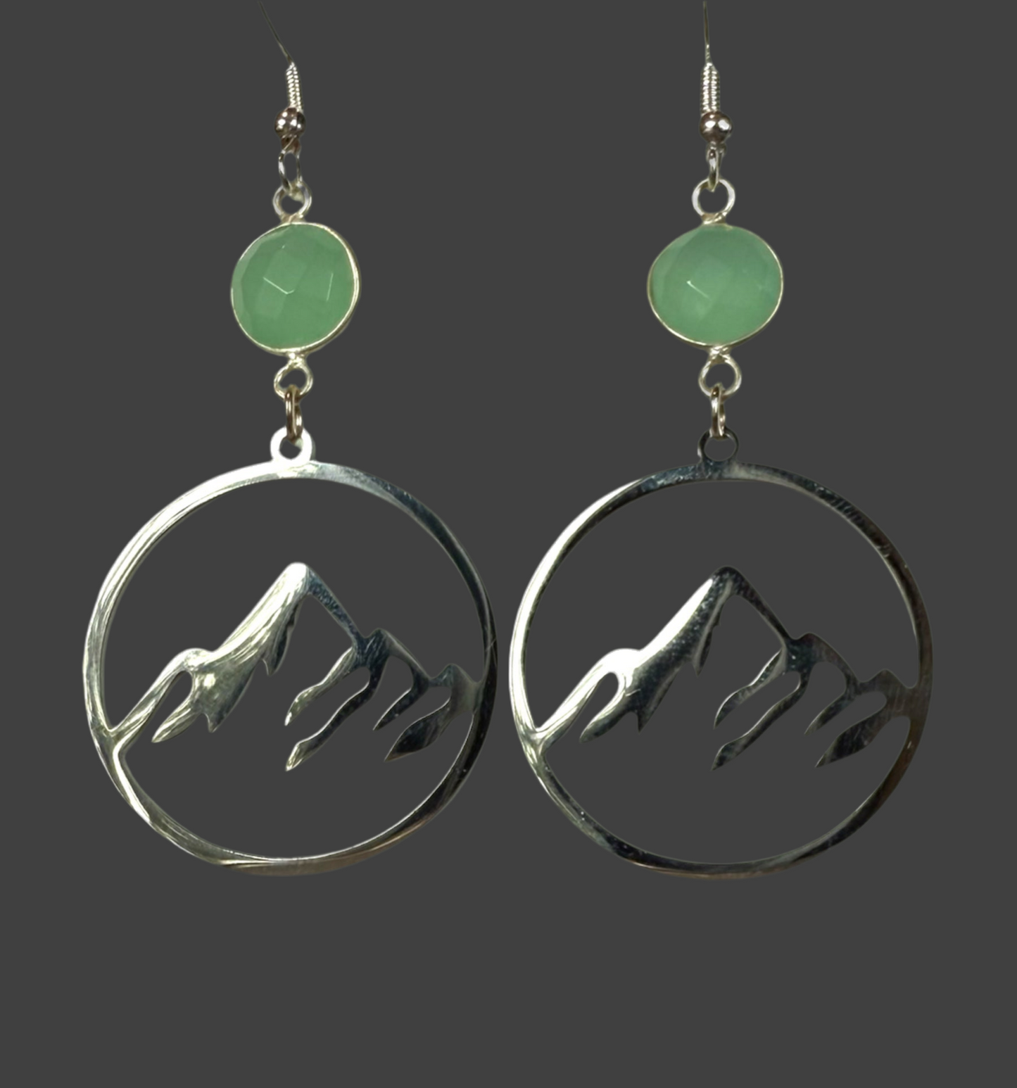 Mountain Hoop Large Aventurine- Silver