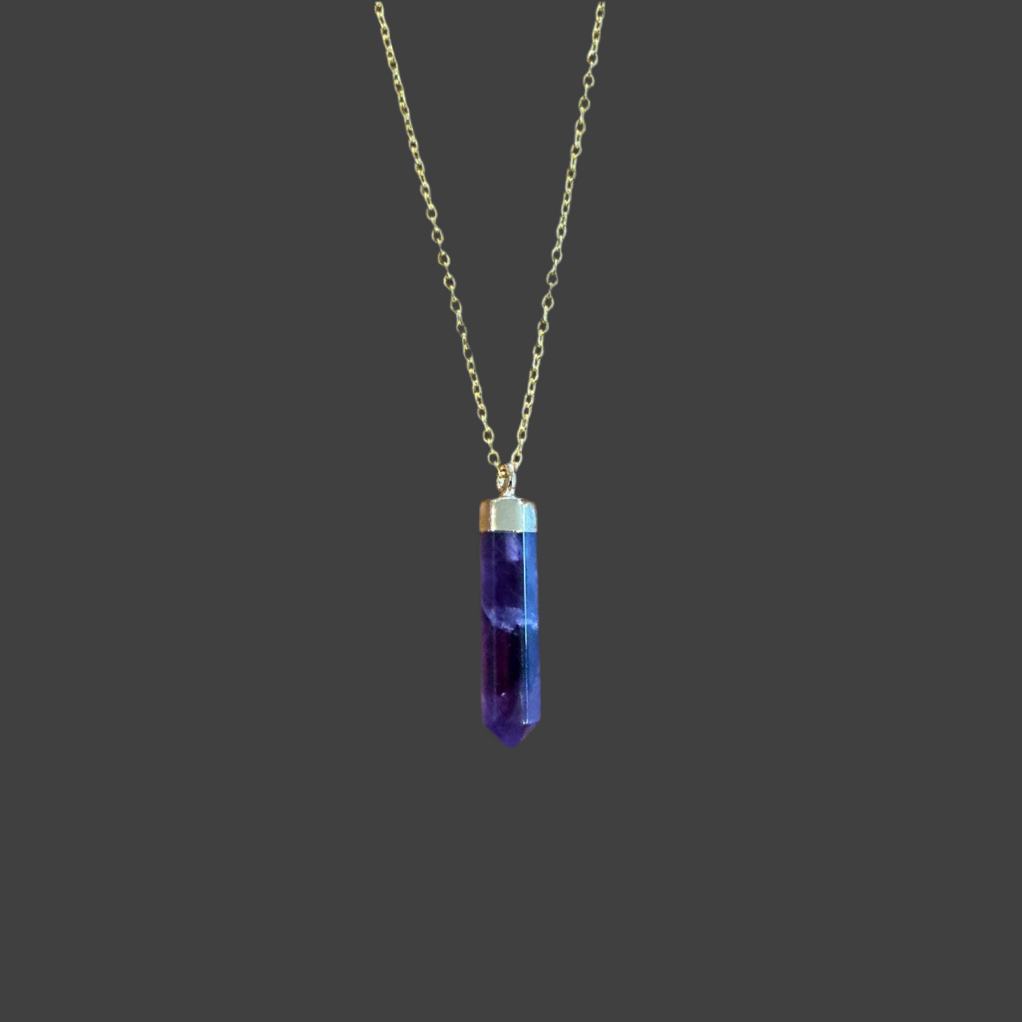 Amethyst Prism Pendant Necklace
