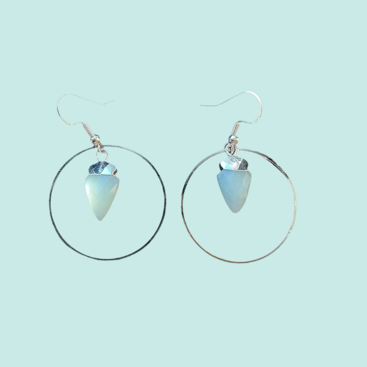 Arrowhead Aventurine Hoops- Silver