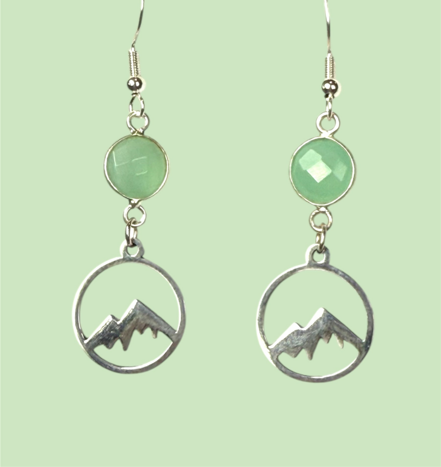 Mountain Hoop Small Aventurine- Silver