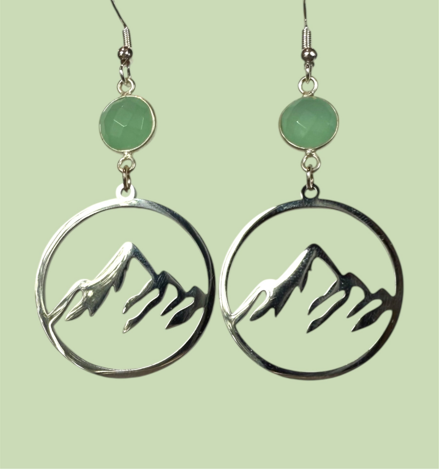 Mountain Hoop Large Aventurine- Silver