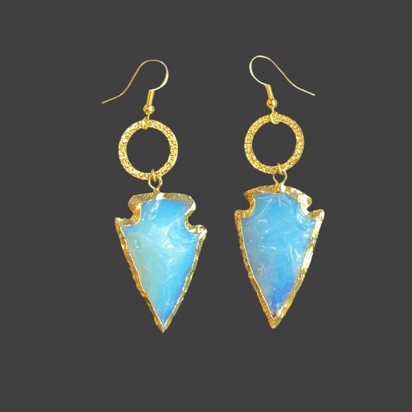 Arrowheads Opal Hammered Hoop- Gold