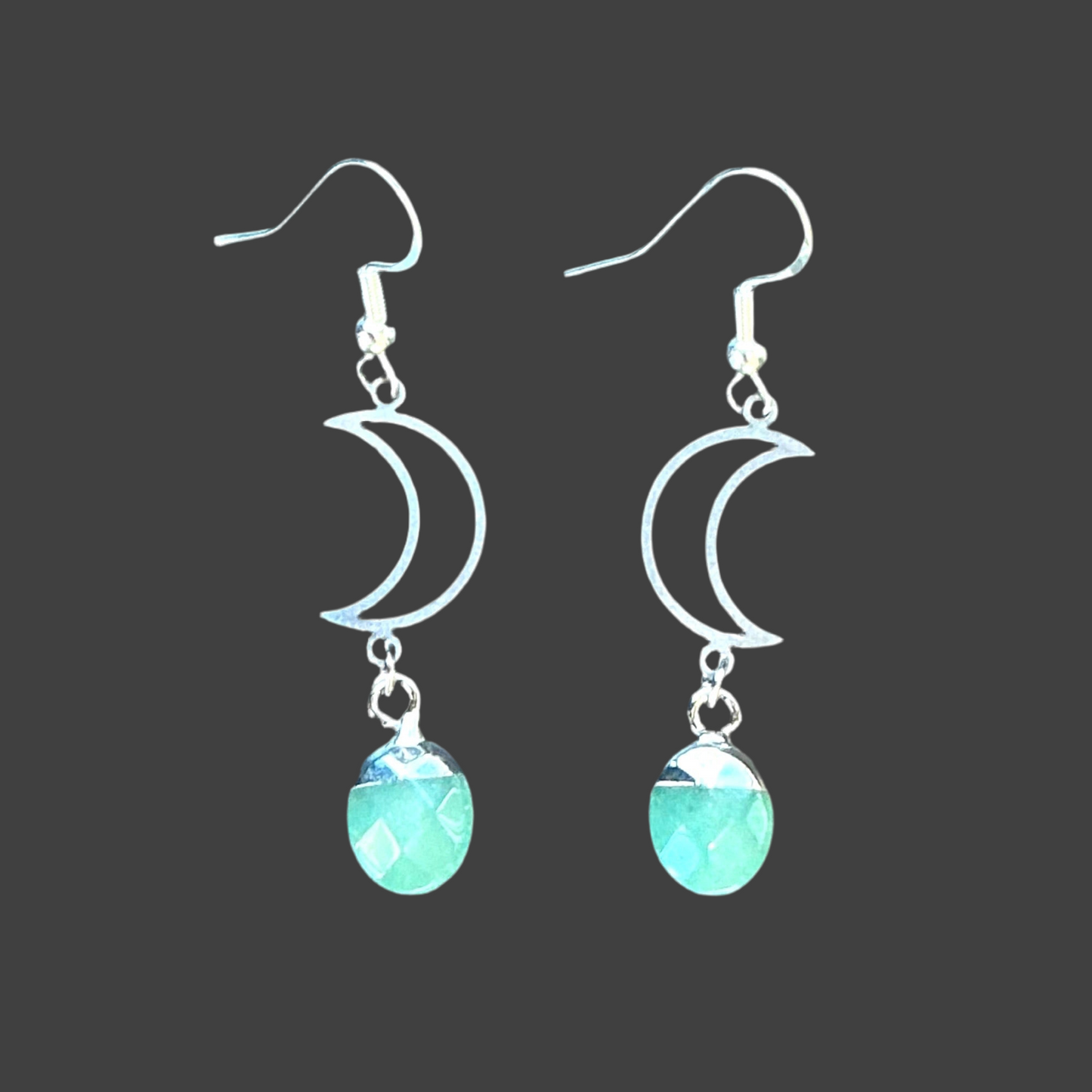 Moon Charm Aventurine Dangle- Silver