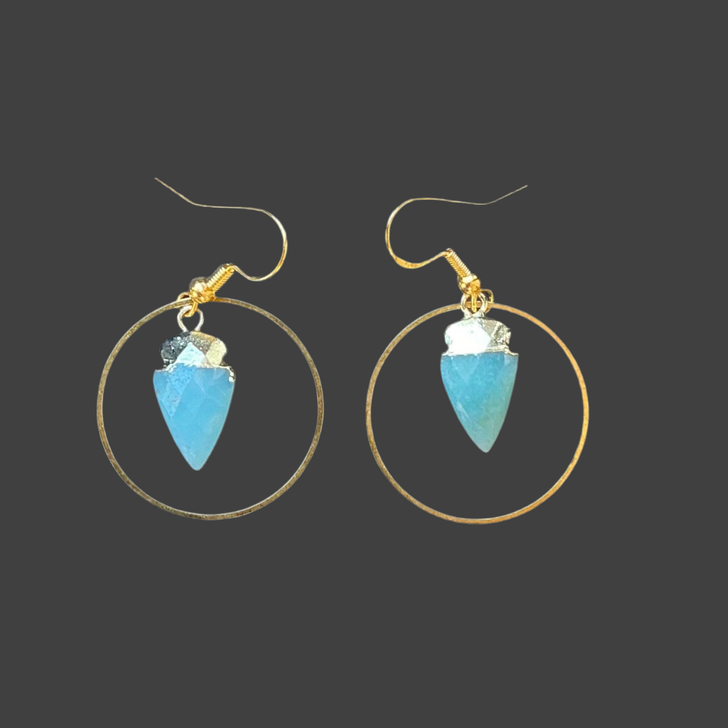 Arrowhead Larimar Gold Hoops