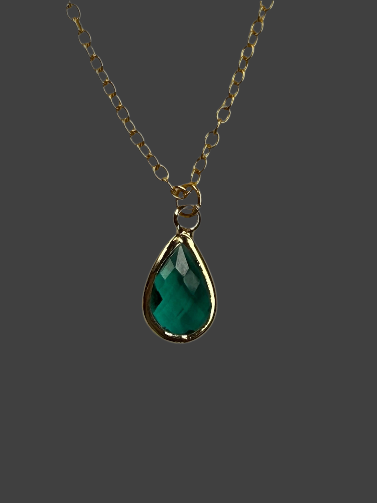 Emerald Rose-Cut Teardrop Necklace
