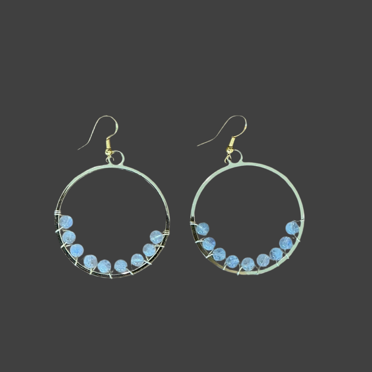 Wire-wrapped Moonstone Roundels- Gold Large