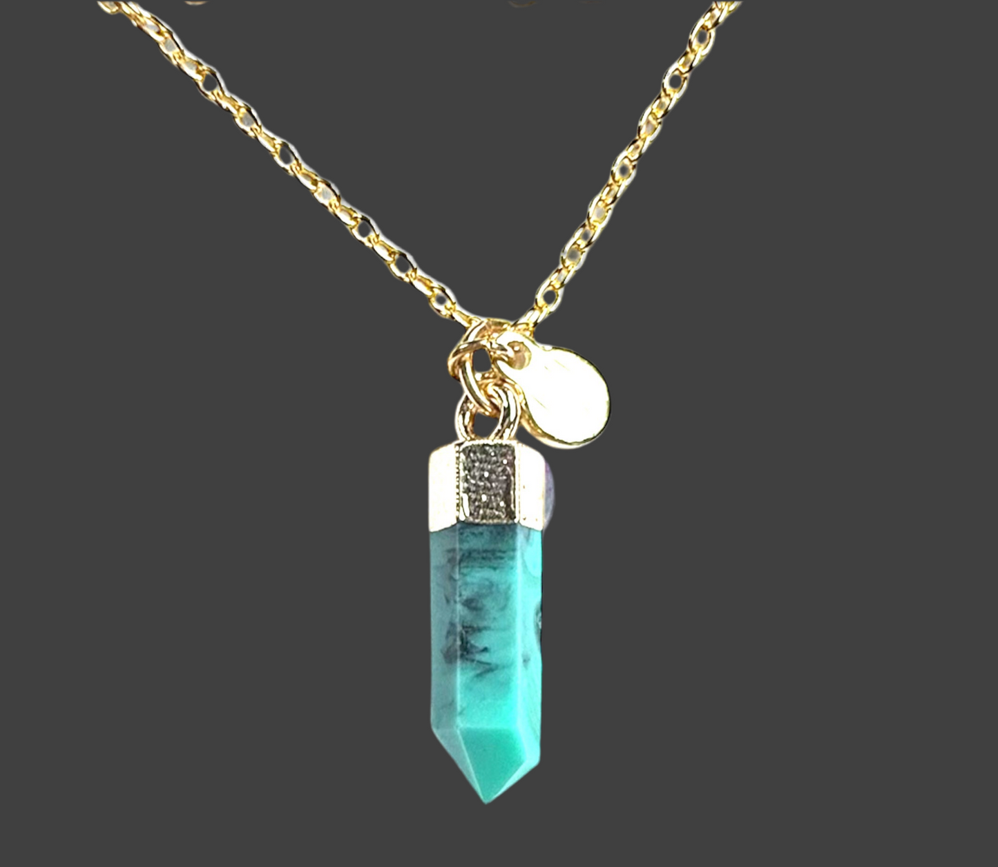 Turquoise Prism-Gold Neclace