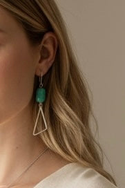 Jasper Rectangle Gemstone with Silver Triangle Charm