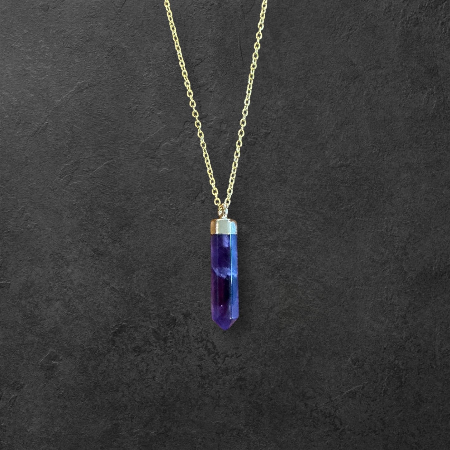 Amethyst Prism Pendant Necklace
