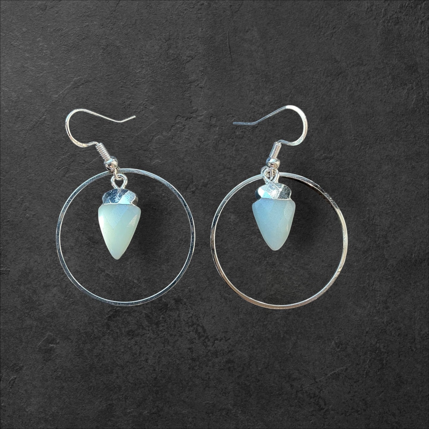 Arrowhead Aventurine Hoops- Silver