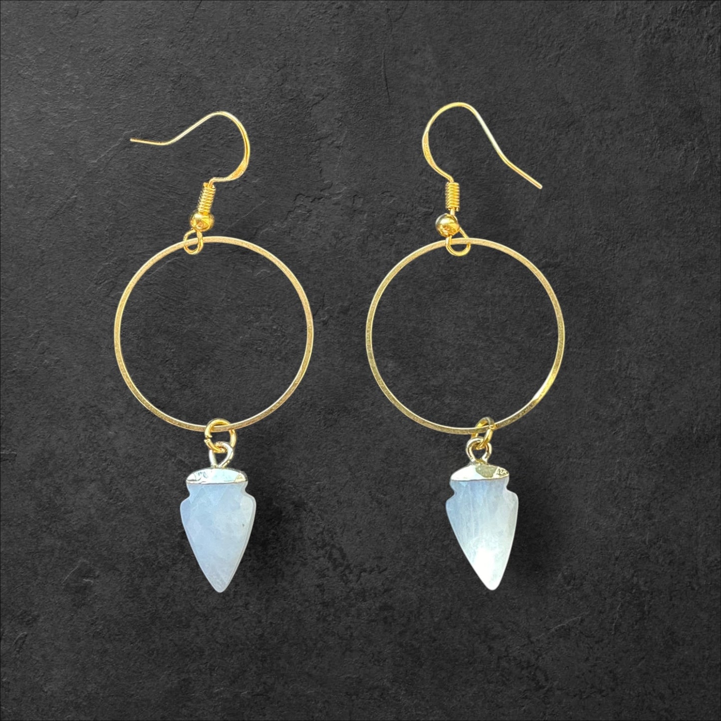 Arrowhead Moonstone Gold Hoops