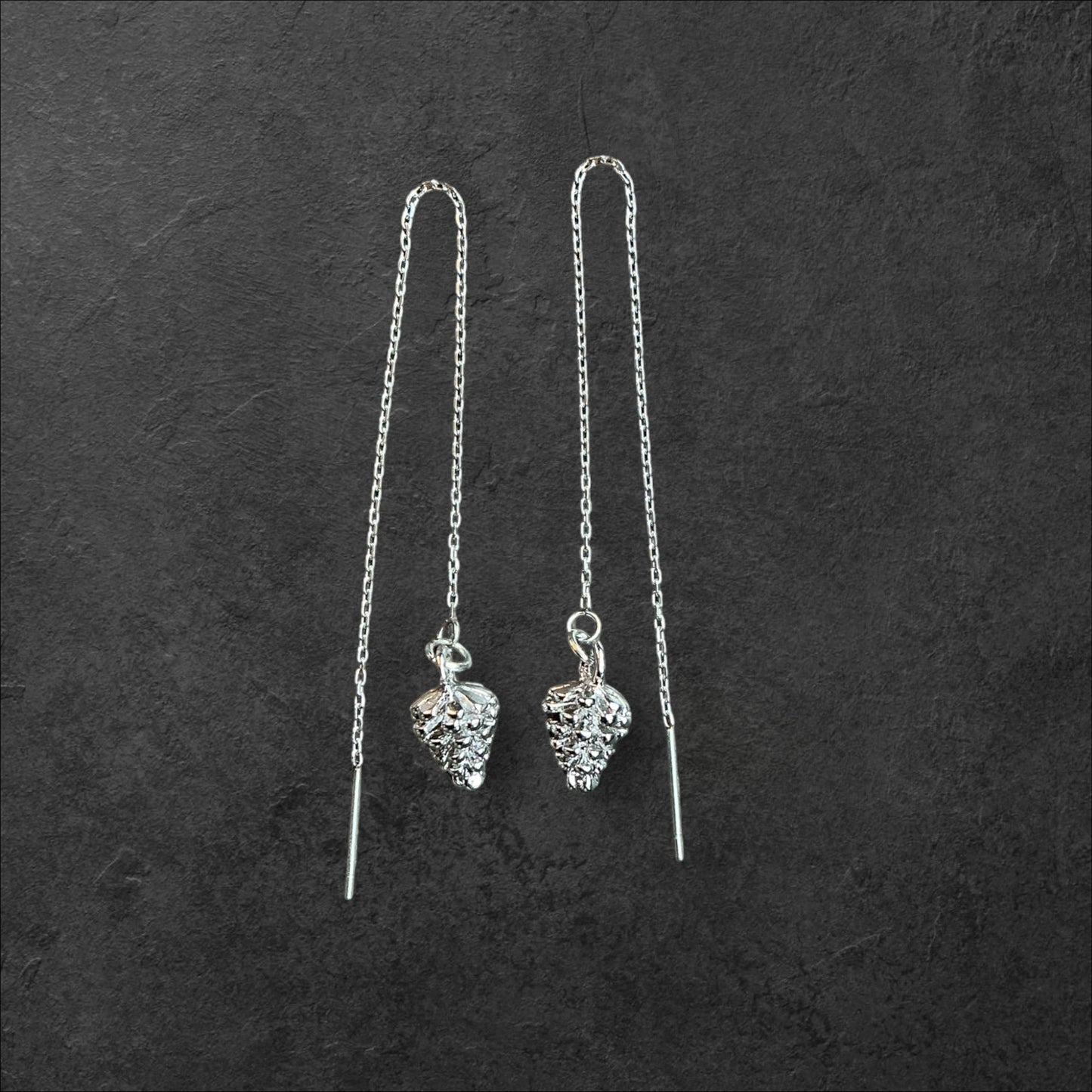 Pinecone Ear Threads- Silver