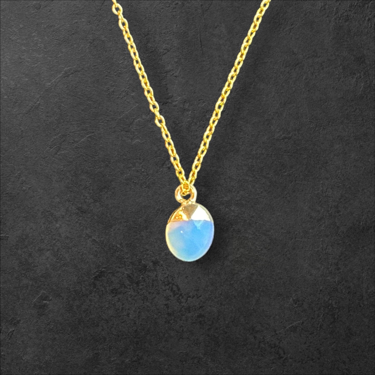Opal Simple Drop Necklace- Gold