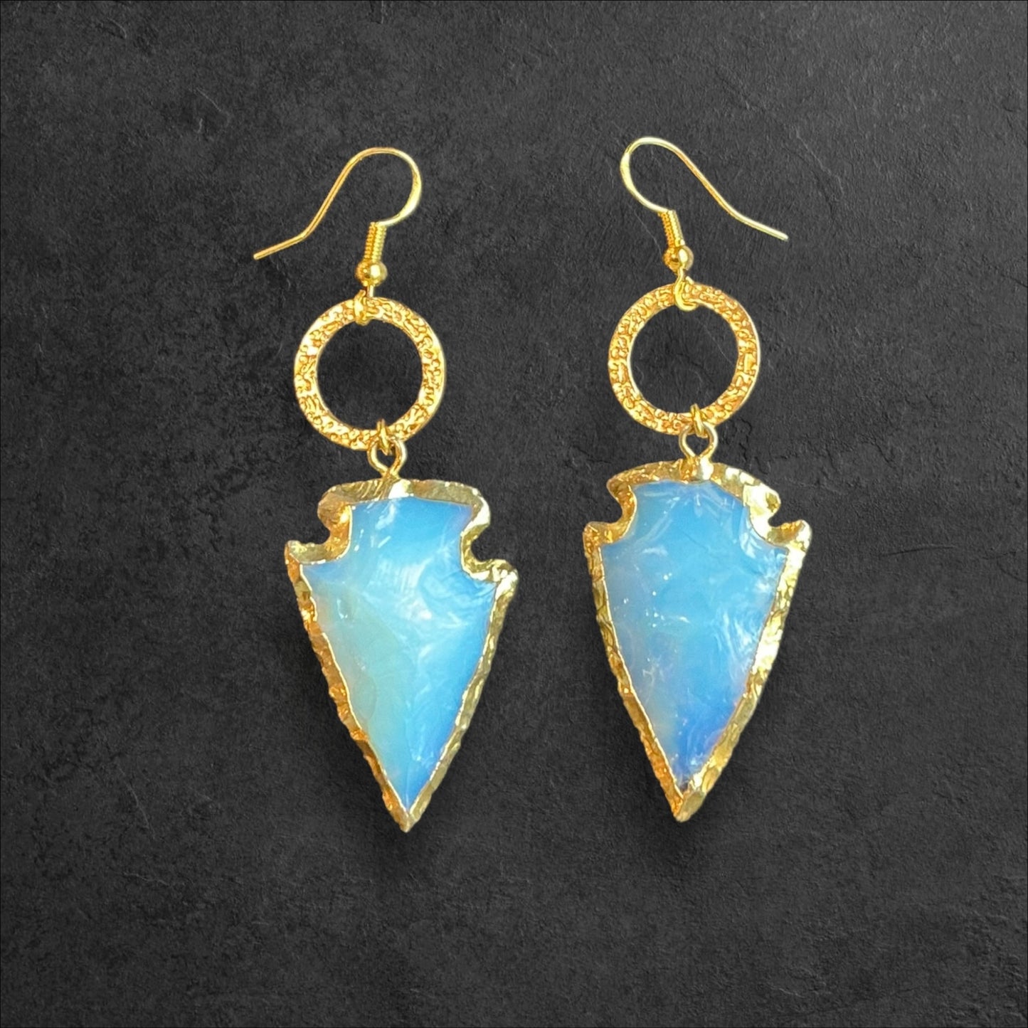 Arrowheads Opal Hammered Hoop- Gold