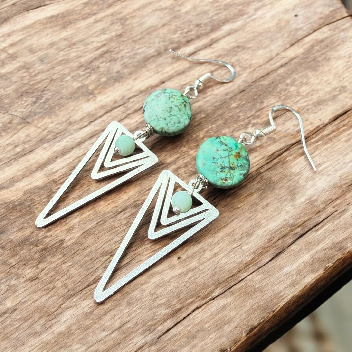 Jasper Gemstone with Silver Eclectic Triangle