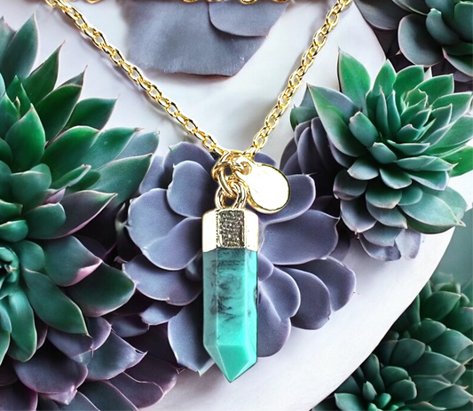 Turquoise Prism-Gold Neclace
