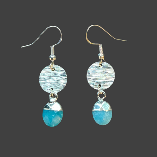 Circle Charm Dangle Blue Agate