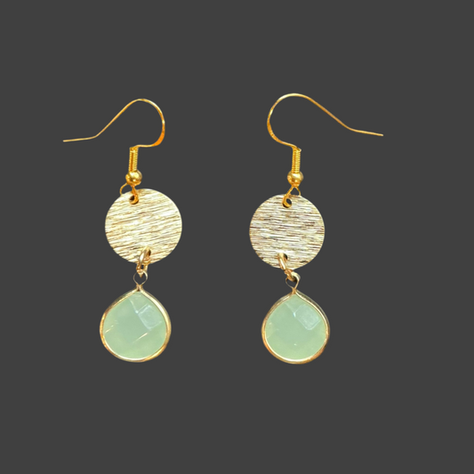 Circle Charm Dangle Fluorite -Gold