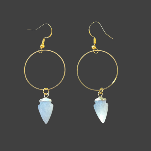 Arrowhead  Moonstone Gold Hoops