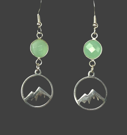 Mountain Hoop Small Aventurine- Silver