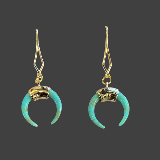 Turquoise Crescent Gemstone-Gold