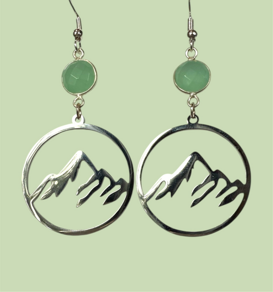 Mountain Hoop Large Aventurine- Silver
