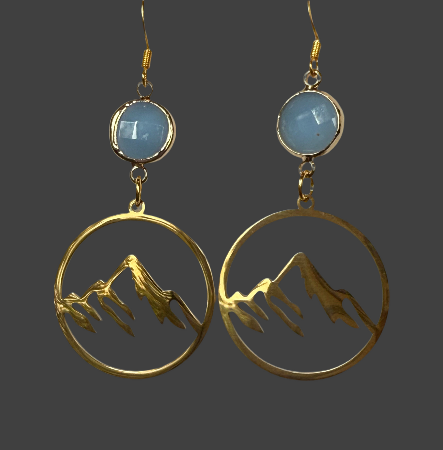 Mountain Hoop Large Blue Topaz Rose-Cut- Gold