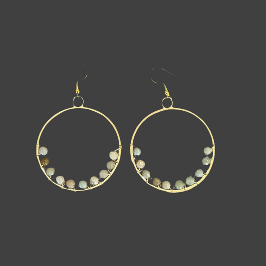 Wire-wrapped Jasper Hoop- Large Gold