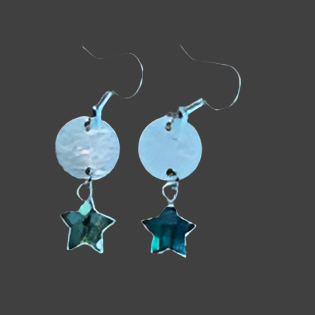 Star Charm Labdorite Etched Circle- Silver