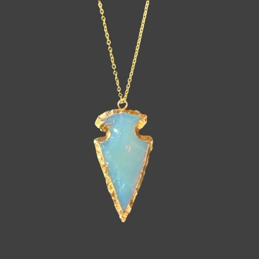 Opal Arrowhead Necklace- Gold