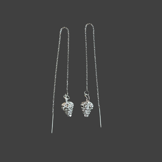 Pinecone Ear Threads- Silver