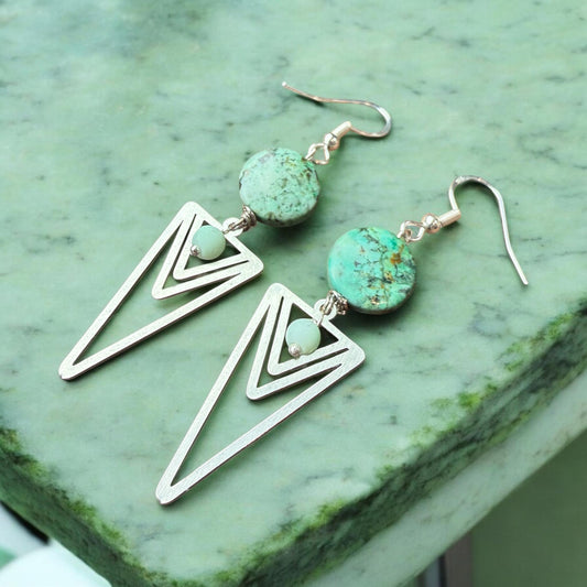 Jasper Gemstone with Silver Eclectic Triangle