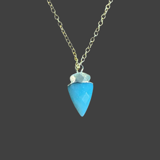 Arrowhead Larimar Necklace- Gold