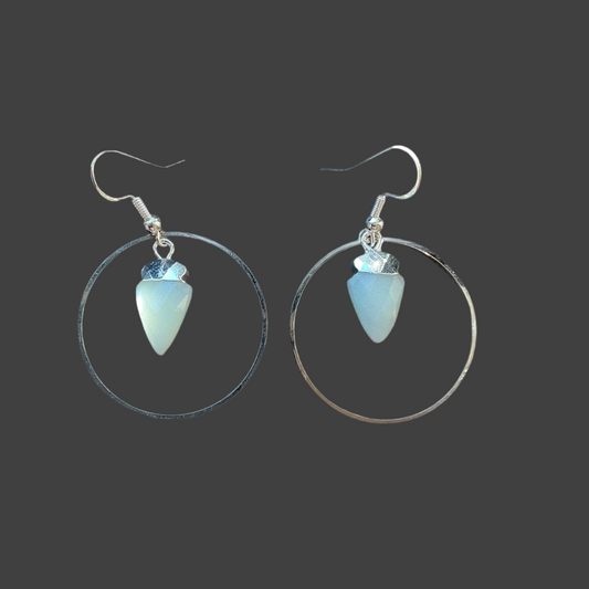 Arrowhead Aventurine Hoops- Silver