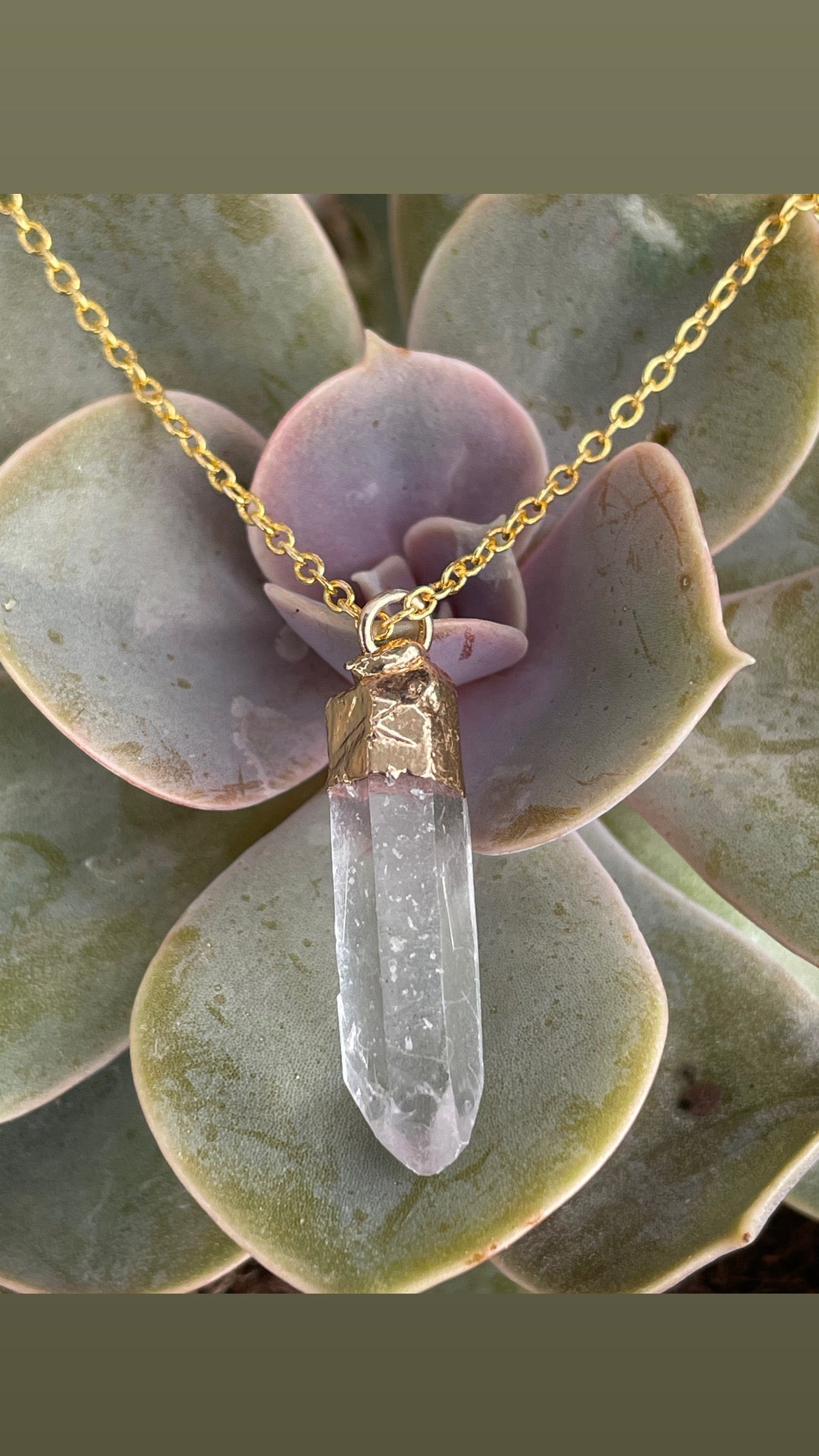 Prism Pendant Crystal Quartz Necklace-Gold