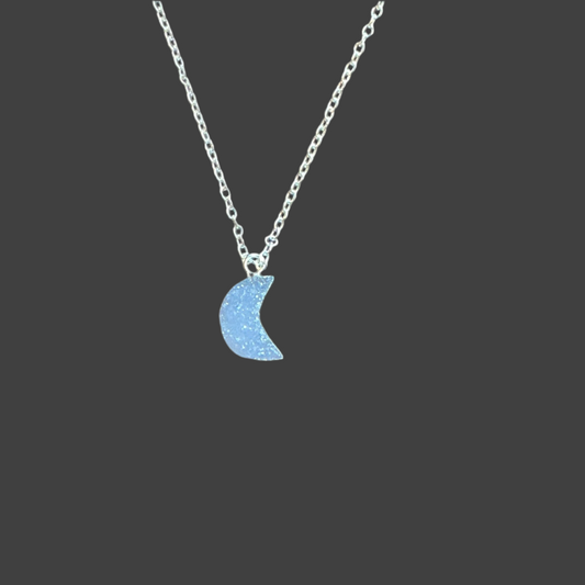 Moon Druzy Necklace- Silver