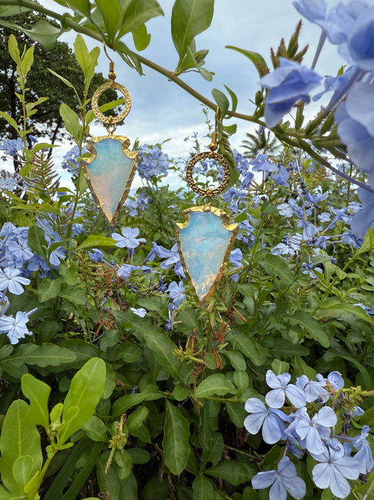 Arrowheads Opal Hammered Hoop- Gold