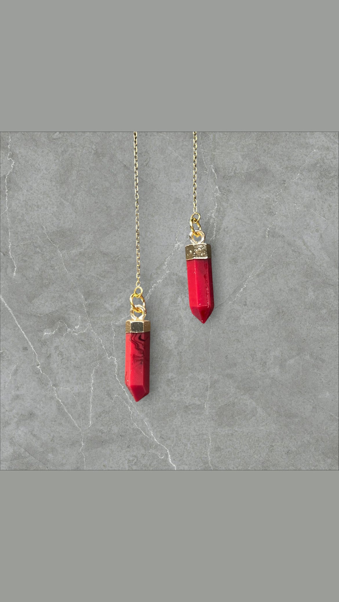 V-Day Carnelian Pendant Ear Threads