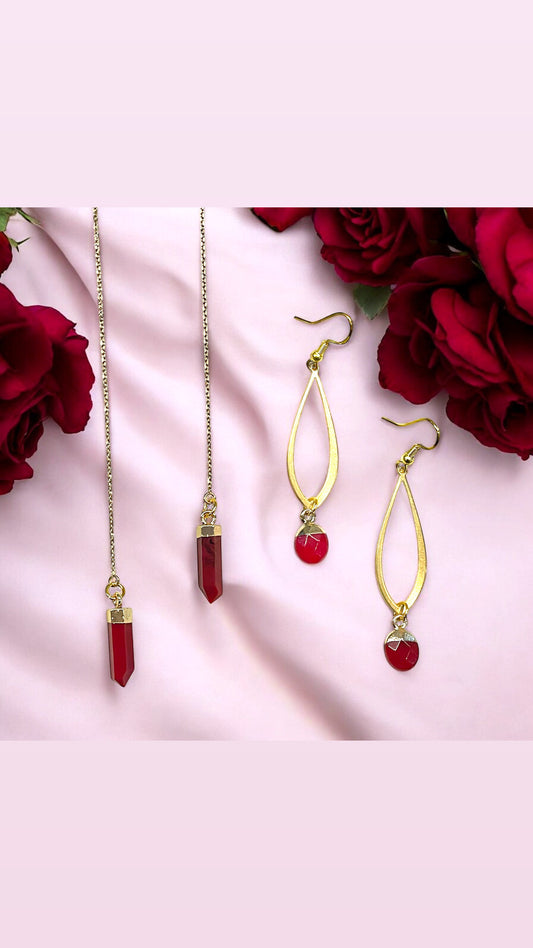V-Day Carnelian Pendant Ear Threads