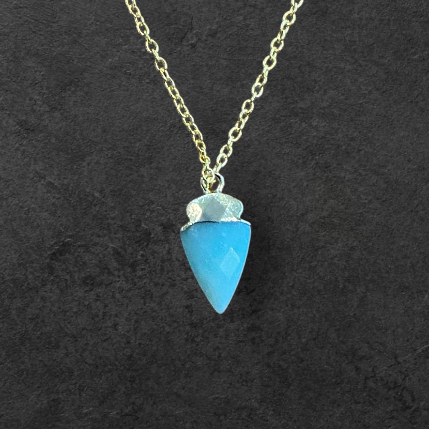 Arrowhead Larimar Necklace- Gold