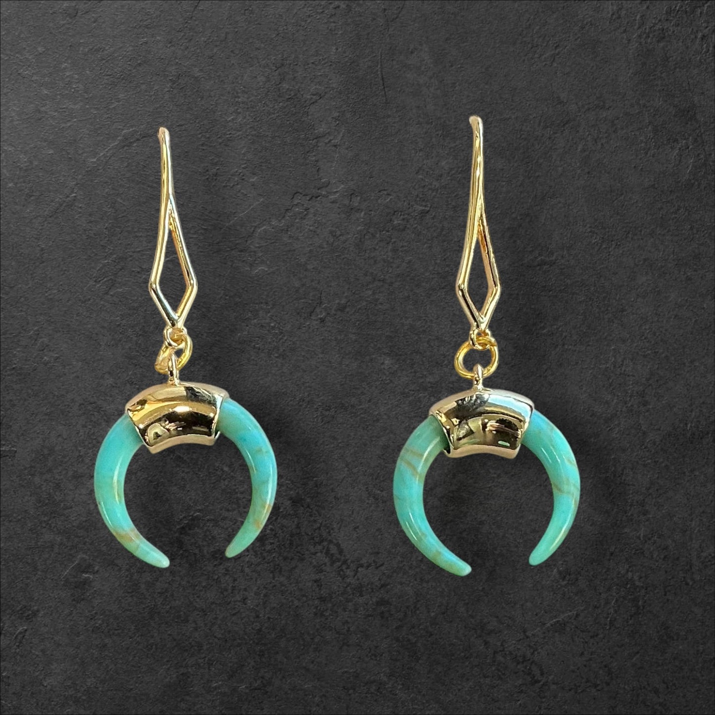 Turquoise Crescent Gemstone-Gold