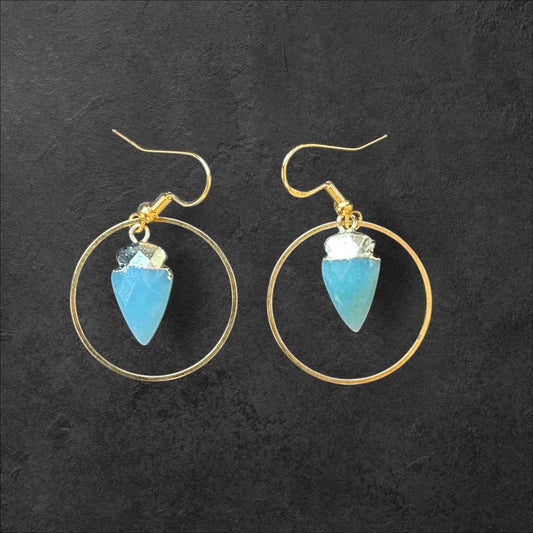 Arrowhead Larimar Gold Hoops