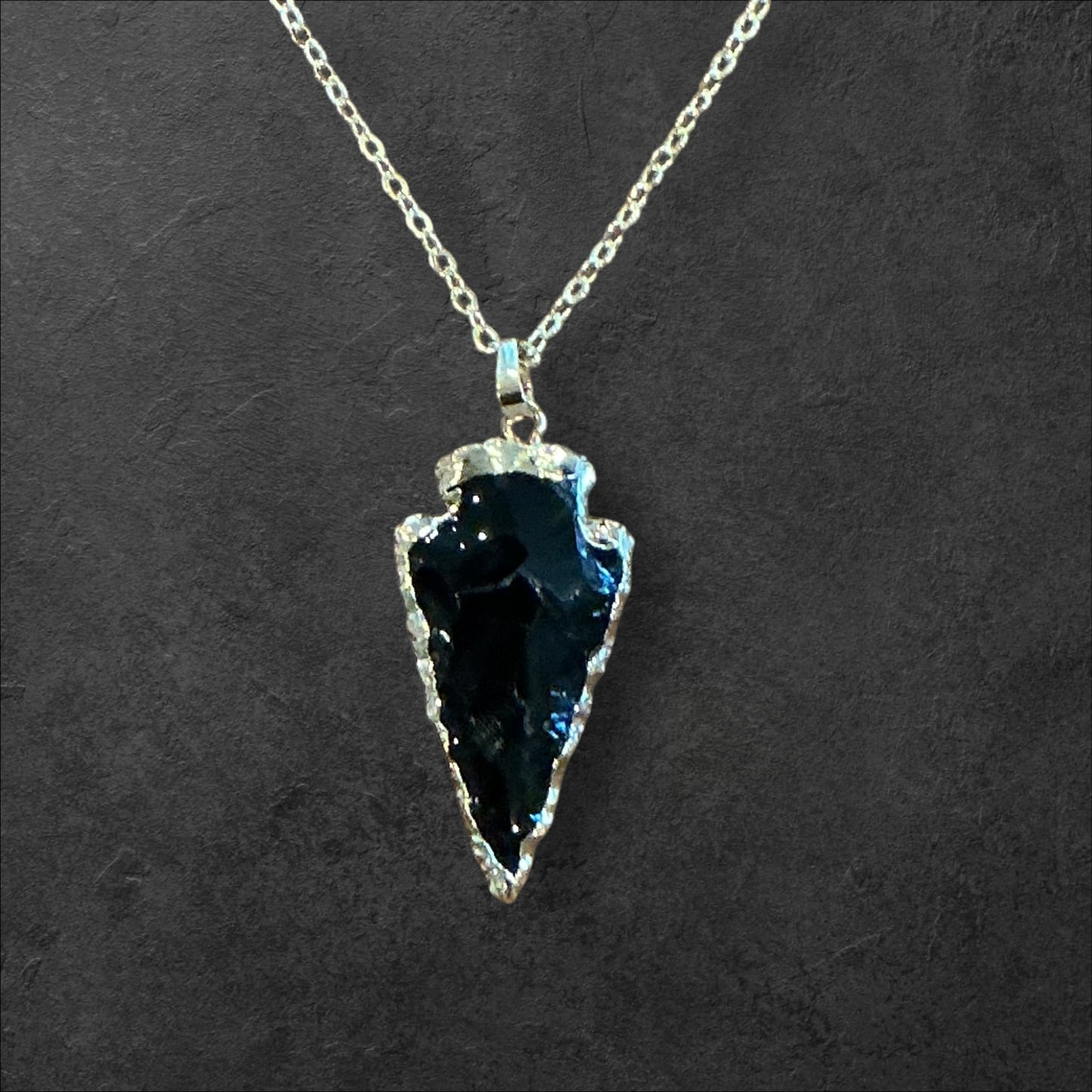 Arrowhead Black Obsidian Necklace- Silver