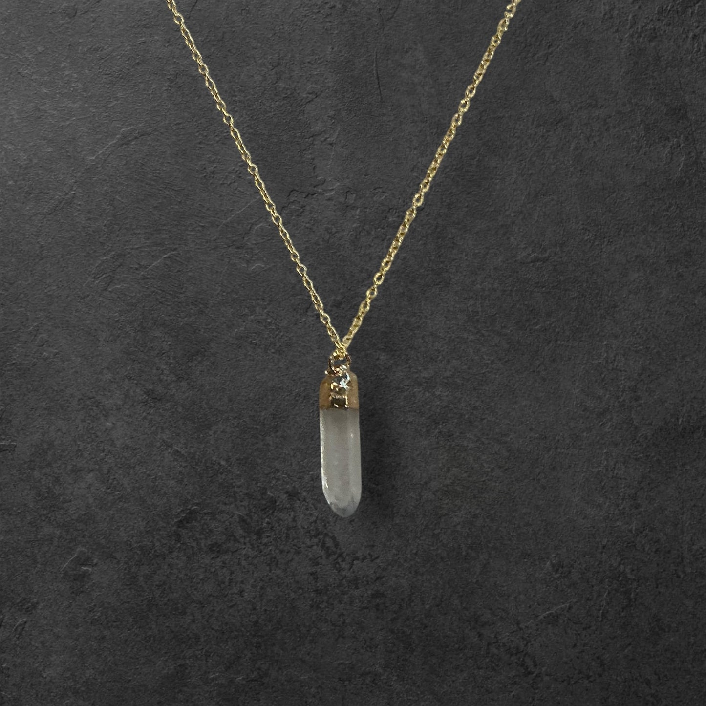 Prism Pendant Crystal Quartz Necklace-Gold