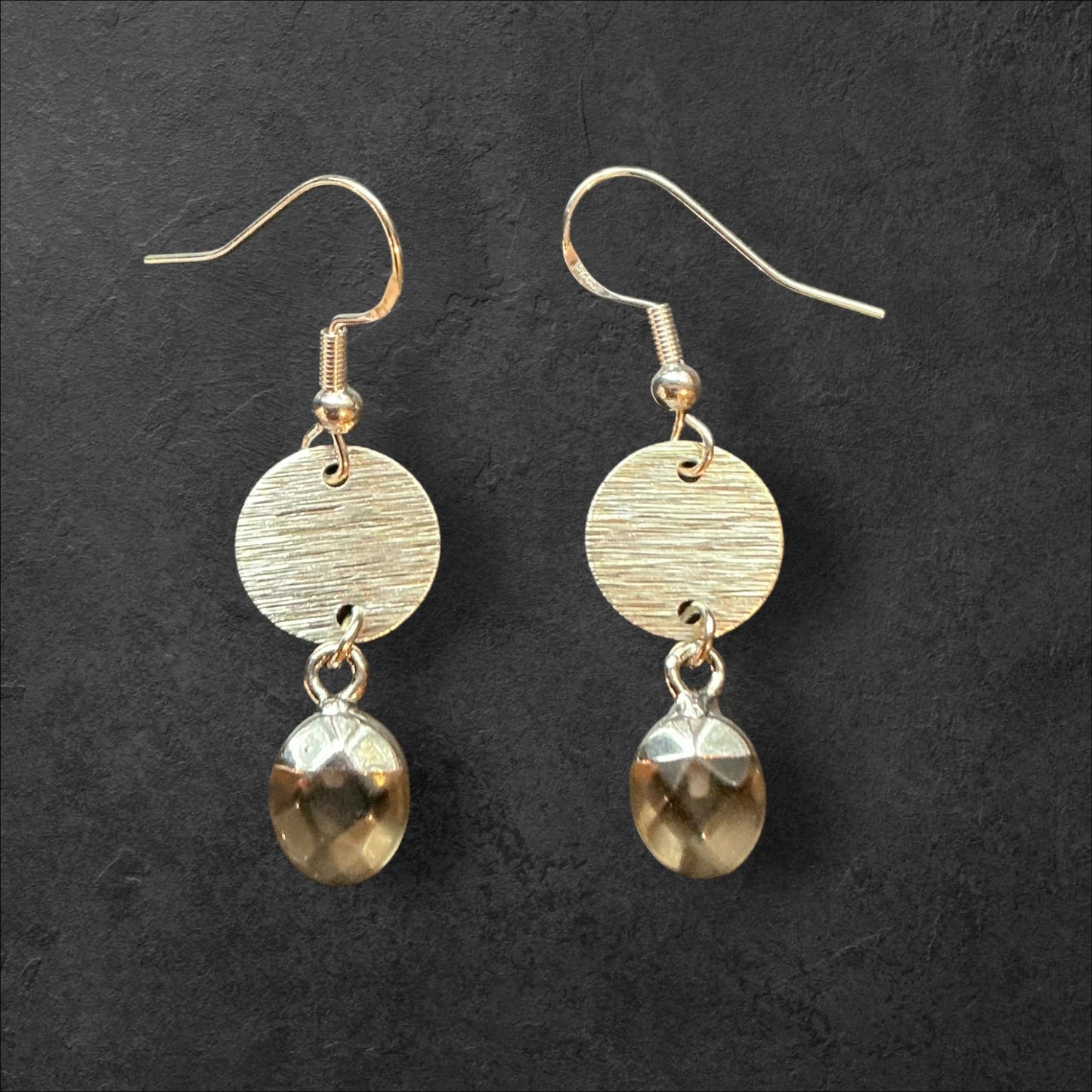 Circle Charm Dangle Smokey Quartz- Gold