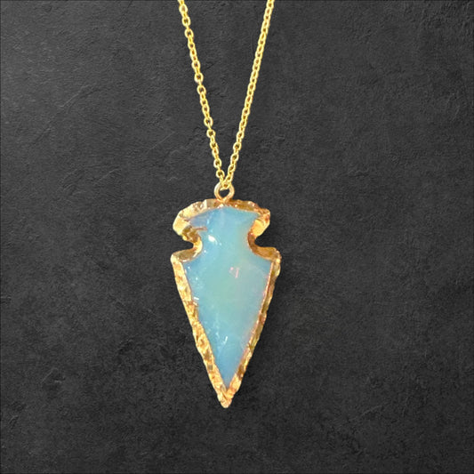 Opal Arrowhead Necklace- Gold